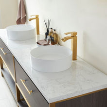 Load image into Gallery viewer, Vinnova Murcia 84G&quot; Double Sink Bath Vanity in Suleiman Oak with White Composite Grain Stone Countertop- Vinnova