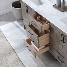 Load image into Gallery viewer, Vinnova Zaragoza 72&quot; Double Sink Bath Vanity in Classical Grey with White Composite Grain Stone Countertop and Mirror- Vinnova