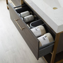 Load image into Gallery viewer, Vinnova Palma 72G&quot; Double Sink Bath Vanity in Suleiman Oak with White Composite Grain Stone Countertop- Vinnova