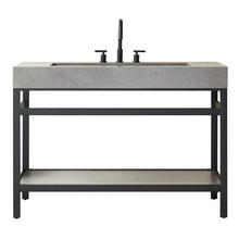 Load image into Gallery viewer, Vinnova Lleida 48&quot; Single Sink Bath Vanity in Matt Black Metal Support with Grey Sintered Stone Top- Vinnova