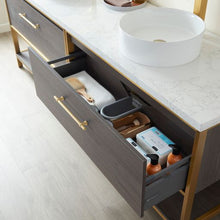 Load image into Gallery viewer, Vinnova Murcia 84G&quot; Double Sink Bath Vanity in Suleiman Oak with White Composite Grain Stone Countertop- Vinnova