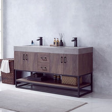 Load image into Gallery viewer, Vinnova Alistair 60B&quot; Double Sink Bath Vanity in North Carolina Oak with Grey Sintered Stone Top- Vinnova