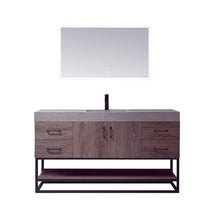 Load image into Gallery viewer, Vinnova Alistair 60B&quot; Single Sink Bath Vanity in North Carolina Oak with Grey Sintered Stone Top and Mirror- Vinnova