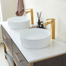 Load image into Gallery viewer, Vinnova Murcia 60G&quot; Double Sink Bath Vanity in Suleiman Oak with White Composite Grain Stone Countertop- Vinnova