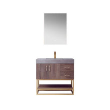 Load image into Gallery viewer, Vinnova Alistair 36" Single Sink Bath Vanity in North Carolina Oak with Grey Sintered Stone Top and Mirror- Vinnova