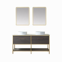 Load image into Gallery viewer, Vinnova Murcia 60G&quot; Double Sink Bath Vanity in Suleiman Oak with White Composite Grain Stone Countertop and Mirror- Vinnova