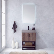Load image into Gallery viewer, Vinnova Alistair 24B&quot; Single Sink Bath Vanity in North Carolina Oak with Grey Sintered Stone Top and Mirror- Vinnova
