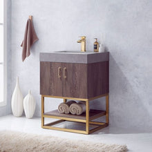 Load image into Gallery viewer, Vinnova Alistair 24&quot; Single Sink Bath Vanity in North Carolina Oak with Grey Sintered Stone Top- Vinnova