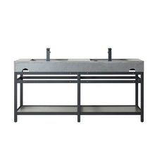 Load image into Gallery viewer, Vinnova Bilbao 72&quot; Double Vanity with Matte black stainless steel bracket match with Grey Sintered Stone Top- Vinnova