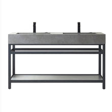 Load image into Gallery viewer, Vinnova Bilbao 60&quot; Double Vanity with Matte black stainless steel bracket match with Grey Sintered Stone Top- Vinnova