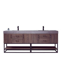 Load image into Gallery viewer, Vinnova Alistair 84B&quot; Double Sink Bath Vanity in North Carolina Oak with Grey Sintered Stone Top- Vinnova