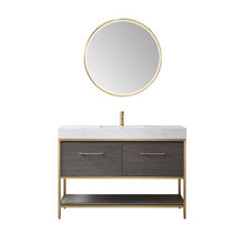 Load image into Gallery viewer, Vinnova Palma 48G&quot; Single Sink Bath Vanity in Suleiman Oak with White Composite Grain Stone Countertop and Mirror- Vinnova