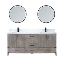Load image into Gallery viewer, Vinnova Zaragoza 72&quot; Double Sink Bath Vanity in Classical Grey with White Composite Grain Stone Countertop and Mirror- Vinnova