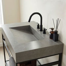 Load image into Gallery viewer, Vinnova Lleida 36&quot; Single Sink Bath Vanity in Matt Black Metal Support with Grey Sintered Stone Top- Vinnova