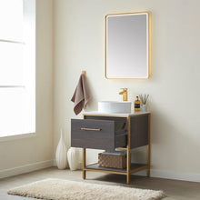 Load image into Gallery viewer, Vinnova Murcia 24G&quot; Single Sink Bath Vanity in Suleiman Oak with White Composite Grain Stone Countertop and Mirror- Vinnova