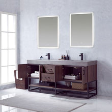 Load image into Gallery viewer, Vinnova Alistair 72B&quot; Double Sink Bath Vanity in North Carolina Oak with Grey Sintered Stone Top and Mirror- Vinnova