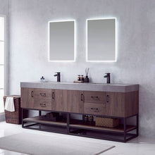 Load image into Gallery viewer, Vinnova Alistair 84B&quot; Double Sink Bath Vanity in North Carolina Oak with Grey Sintered Stone Top and Mirror- Vinnova