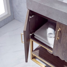 Load image into Gallery viewer, Vinnova Alistair 24&quot; Single Sink Bath Vanity in North Carolina Oak with Grey Sintered Stone Top and Mirror- Vinnova