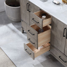 Load image into Gallery viewer, Vinnova Zaragoza 60&quot; Double Sink Bath Vanity in Classical Grey with White Composite Grain Stone Countertop and Mirror- Vinnova