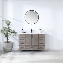 Load image into Gallery viewer, Vinnova Zaragoza 48&quot; Single Sink Bath Vanity in Classical Grey with White Composite Grain Stone Countertop and Mirror- Vinnova