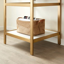 Load image into Gallery viewer, Vinnova Funes 24&quot; Single Sink Bath Vanity in Brushed Gold Metal Support with White Sintered Stone Top and Mirror- Vinnova