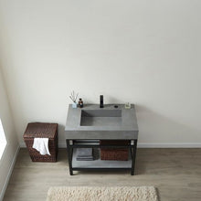 Load image into Gallery viewer, Vinnova Bilbao 36" Single Vanity with Matte black stainless steel bracket match with Grey Sintered Stone Top- Vinnova