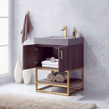 Load image into Gallery viewer, Vinnova Alistair 24&quot; Single Sink Bath Vanity in North Carolina Oak with Grey Sintered Stone Top- Vinnova