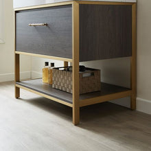 Load image into Gallery viewer, Vinnova Palma 36G&quot; Single Sink Bath Vanity in Suleiman Oak with White Composite Grain Stone Countertop and Mirror- Vinnova