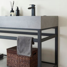 Load image into Gallery viewer, Vinnova Bilbao 60&quot; Double Vanity with Matte black stainless steel bracket match with Grey Sintered Stone Top and Mirror- Vinnova