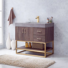 Load image into Gallery viewer, Vinnova Alistair 36&quot; Single Sink Bath Vanity in North Carolina Oak with Grey Sintered Stone Top- Vinnova