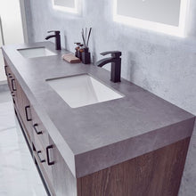 Load image into Gallery viewer, Vinnova Alistair 84B&quot; Double Sink Bath Vanity in North Carolina Oak with Grey Sintered Stone Top and Mirror- Vinnova