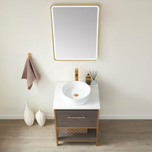 Load image into Gallery viewer, Vinnova Murcia 24G&quot; Single Sink Bath Vanity in Suleiman Oak with White Composite Grain Stone Countertop and Mirror- Vinnova