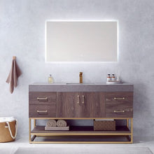 Load image into Gallery viewer, Vinnova Alistair 60&quot; Single Sink Bath Vanity in North Carolina Oak with Grey Sintered Stone Top and Mirror- Vinnova