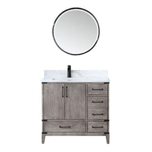 Load image into Gallery viewer, Vinnova Zaragoza 36" Single Sink Bath Vanity in Classical Grey with White Composite Grain Stone Countertop and Mirror- Vinnova