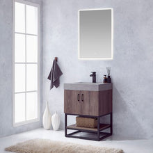 Load image into Gallery viewer, Vinnova Alistair 24B&quot; Single Sink Bath Vanity in North Carolina Oak with Grey Sintered Stone Top and Mirror- Vinnova