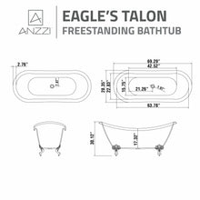 Load image into Gallery viewer, 69.29” Belissima Double Slipper Acrylic Claw Foot Tub in White- Anzzi