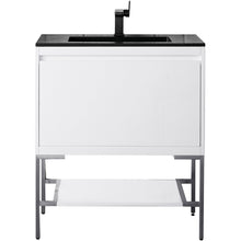 Load image into Gallery viewer, James Martin Milan 31.5&quot; Glossy White - Brushed Nickel Single Vanity with Base- James Martin