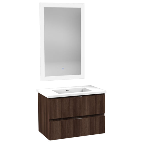30 in W x 20 in H x 18 in D Bath Vanity in Dark Brown with Cultured Marble Vanity Top in White with White Basin & Mirror- Anzzi