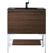 Load image into Gallery viewer, James Martin Milan 31.5&quot; Mid Century Walnut - Glossy White Single Vanity with Base- James Martin