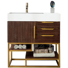 Load image into Gallery viewer, James Martin Columbia 36&quot; Coffee Oak - Radiant Gold Single Vanity- James Martin