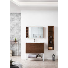 Load image into Gallery viewer, James Martin Milan 35.4&quot; Mid Century Walnut - Glossy White Single Vanity
