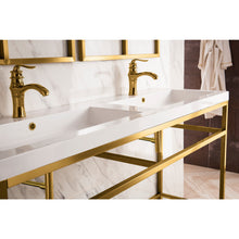 Load image into Gallery viewer, James Martin Boston 63&quot; Radiant Gold Stainless Steel Sink Console (Double Basins)