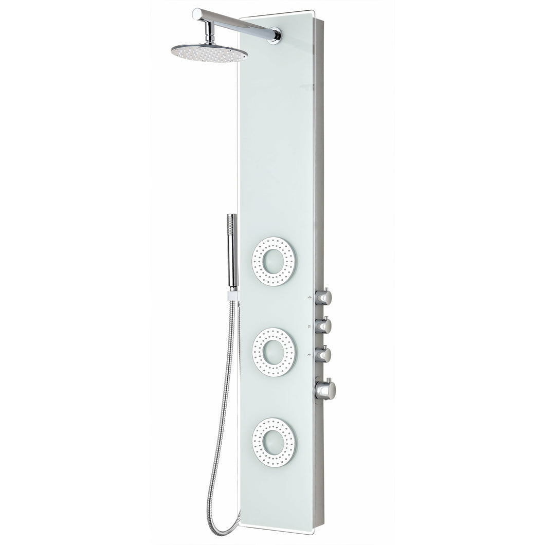 Lynx 58 in. 3-Jetted Full Body Shower Panel with Heavy Rain Shower and Spray Wand in White- Anzzi