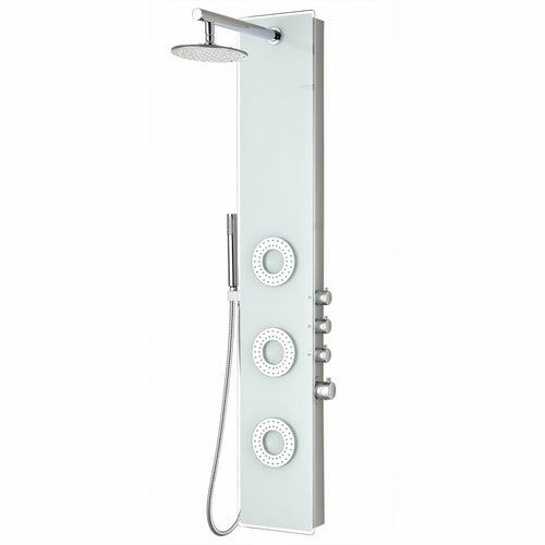 Lynn 58 in. 3-Jetted Full Body Shower Panel with Heavy Rain Shower and Spray Wand in White- Anzzi