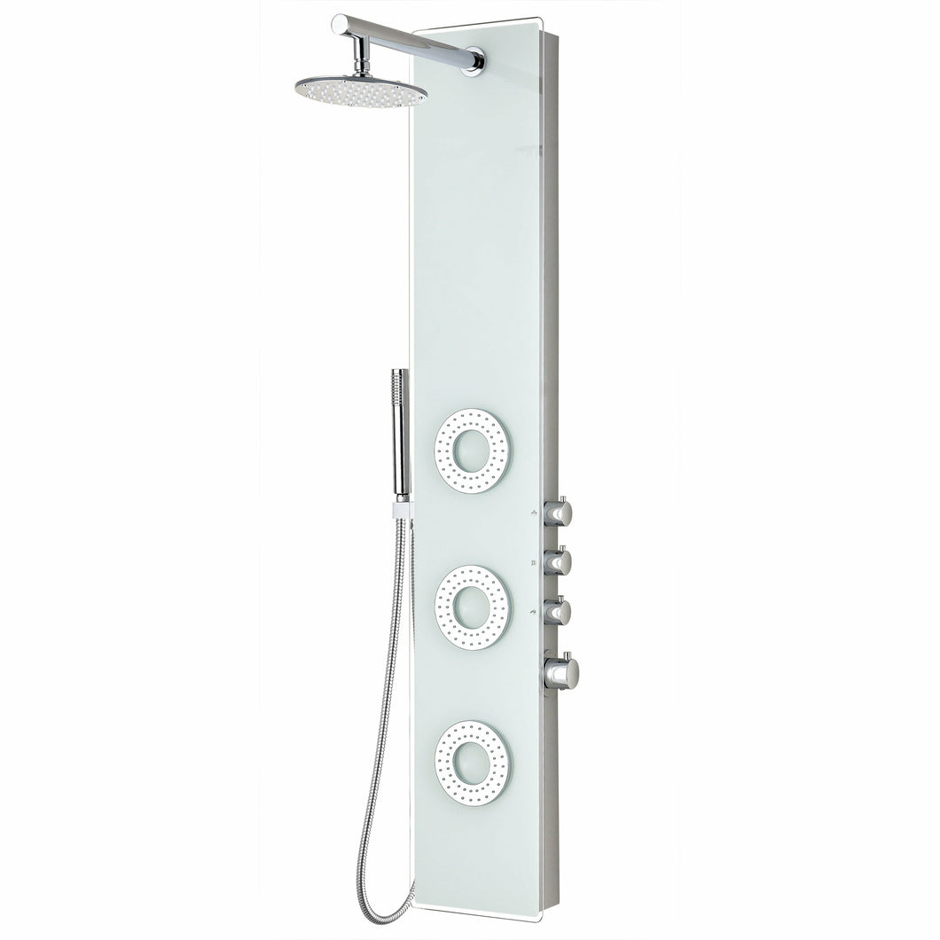 Lynn 58 in. 3-Jetted Full Body Shower Panel with Heavy Rain Shower and Spray Wand in White- Anzzi