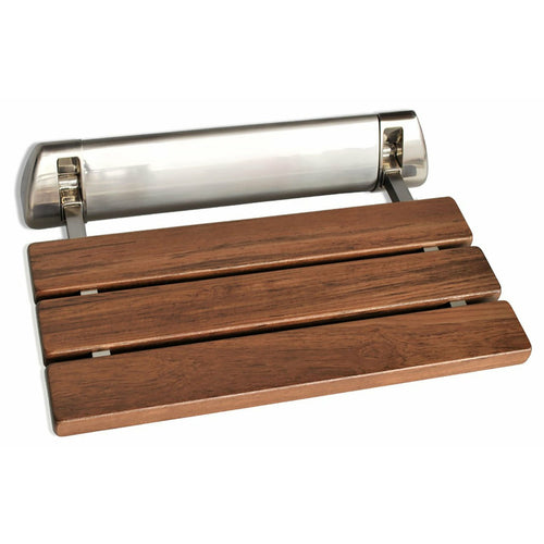 SteamSpa Wall Mounted Shower Bench in Brushed Nickel Trim- SteamSpa