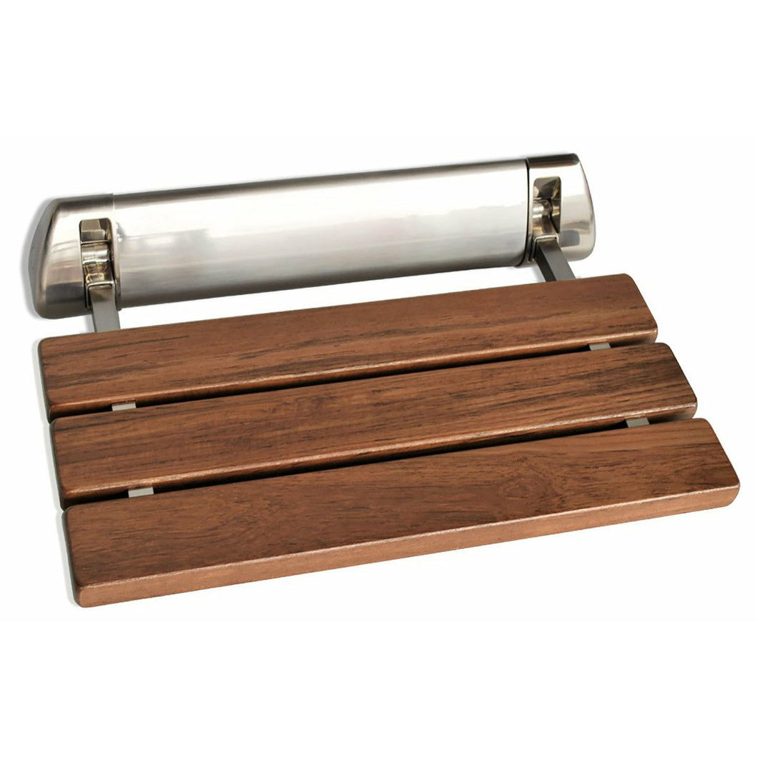 SteamSpa Wall Mounted Shower Bench in Brushed Nickel Trim- SteamSpa