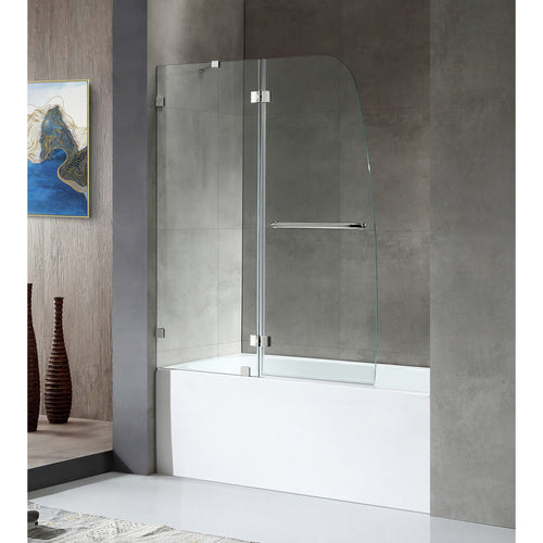 Anzzi 5 ft. Acrylic Left Drain Rectangle Tub in White With 48 in. by 58 in. Frameless Hinged Tub Door in Chrome- Anzzi