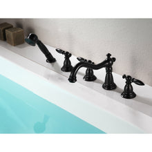 Load image into Gallery viewer, Patriarch 2-Handle Deck-Mount Roman Tub Faucet with Handheld Sprayer in Oil Rubbed Bronze- Anzzi