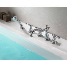 Load image into Gallery viewer, Patriarch 2-Handle Deck-Mount Roman Tub Faucet with Handheld Sprayer in Polished Chrome- Anzzi